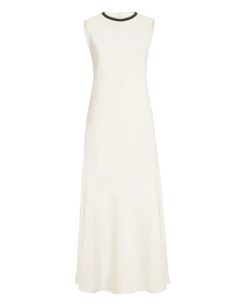 Brunello Cucinelli Twill-Midikleid mit Perlen - Nude Nude
