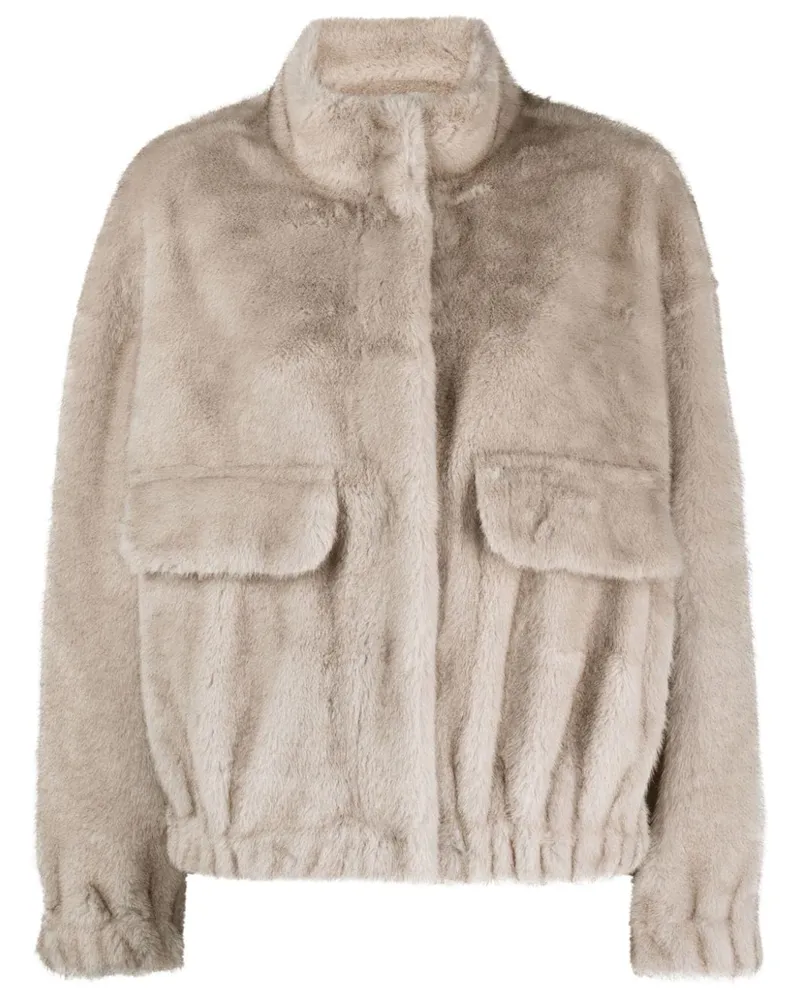 ba&sh Paros Cropped-Jacke aus Faux Fur - Grau Grau