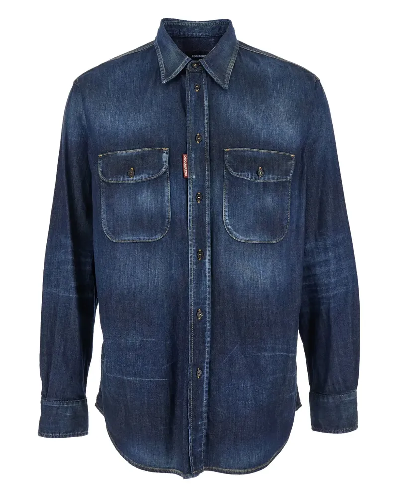 Dsquared2 Jeanshemd mit Ellenbogen-Patches - Blau Blau