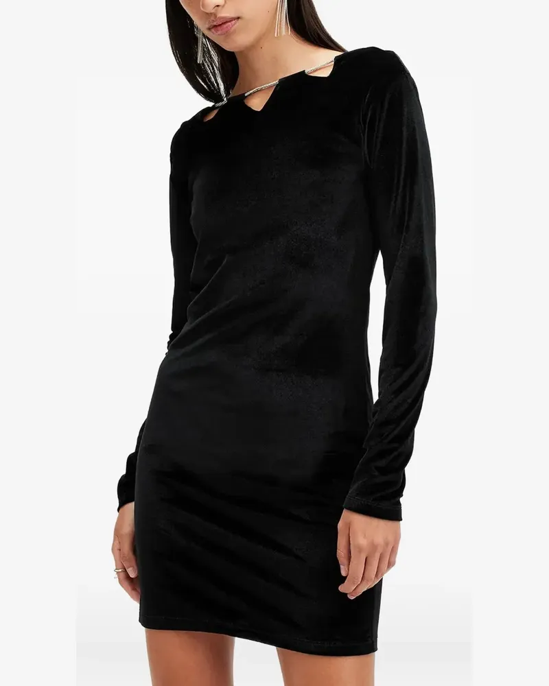 AllSaints Kleid aus Samt mit Kettendetail - Schwarz Schwarz