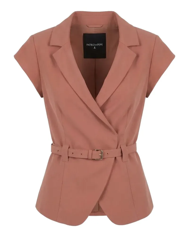 Patrizia Pepe belted short-sleeve jacket - Braun Braun