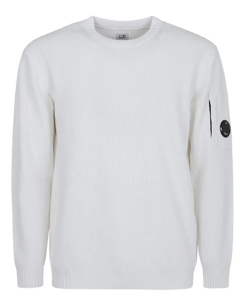 C.P. Company Gerippter Pullover mit Linsen-Detail - Weiß Weiß