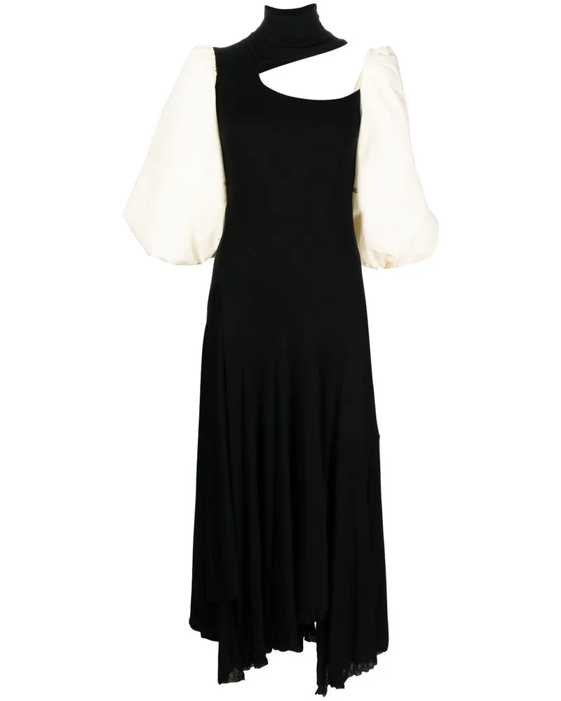 REJINA PYO Tilly Kleid mit Puffärmeln - Schwarz Schwarz