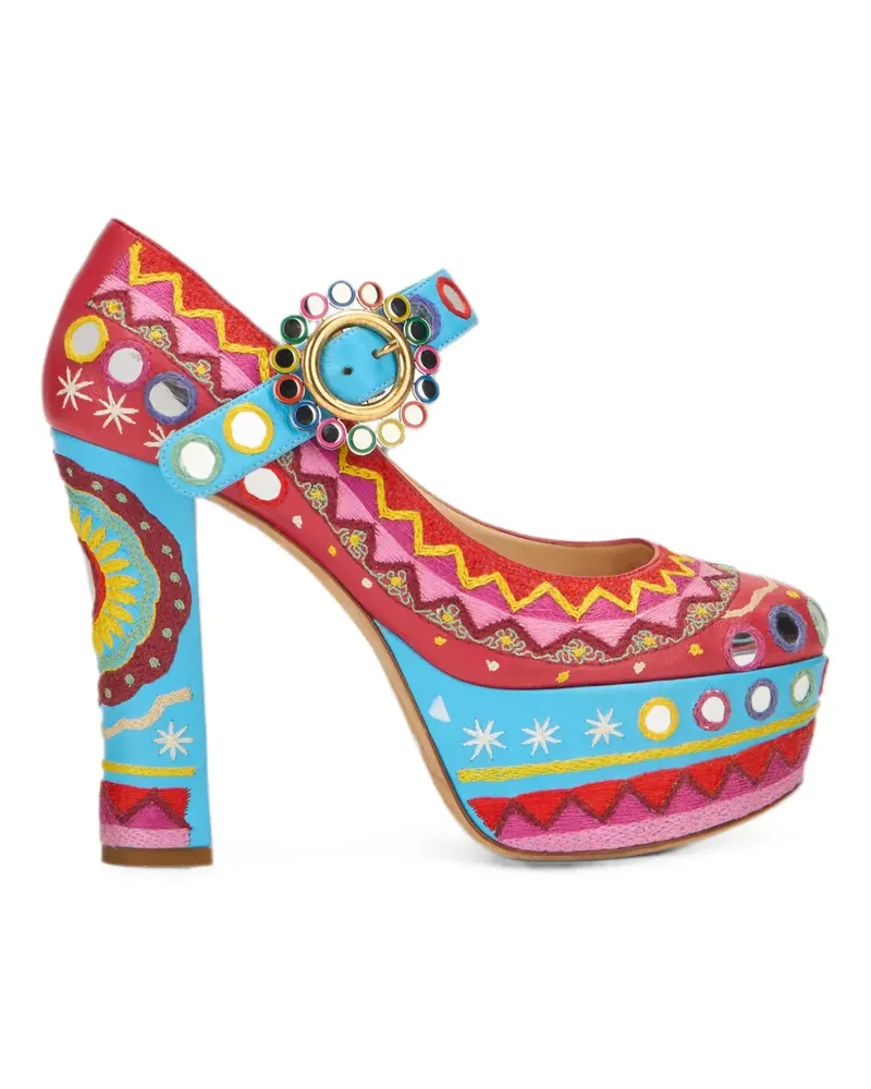 Moschino embroidered mirror-embellished platform pumps - Rot Rot
