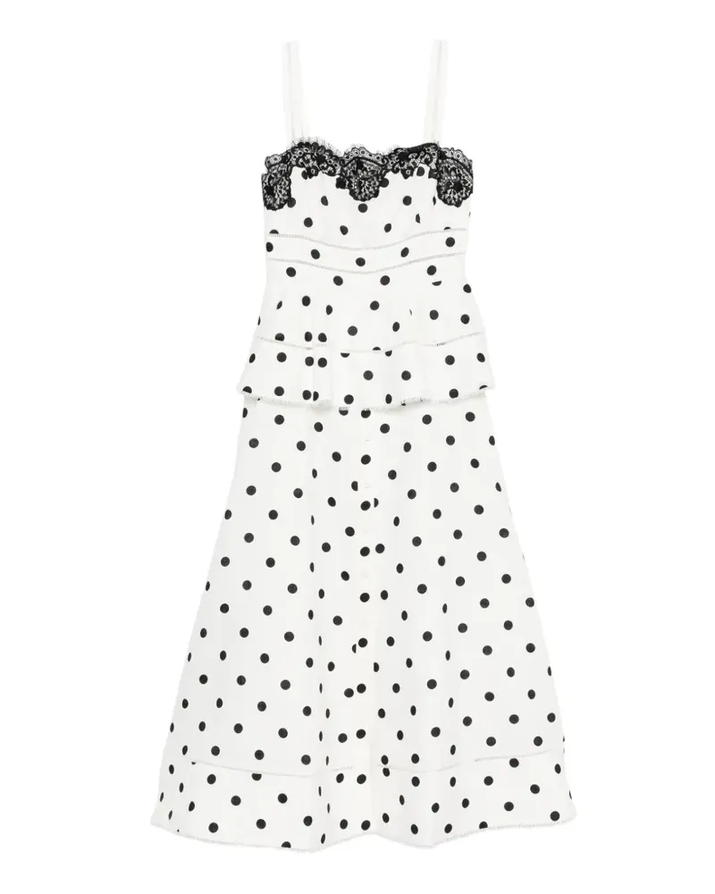 Self-Portrait polka dot-pattern lace-detail maxi dress - Weiß Weiß