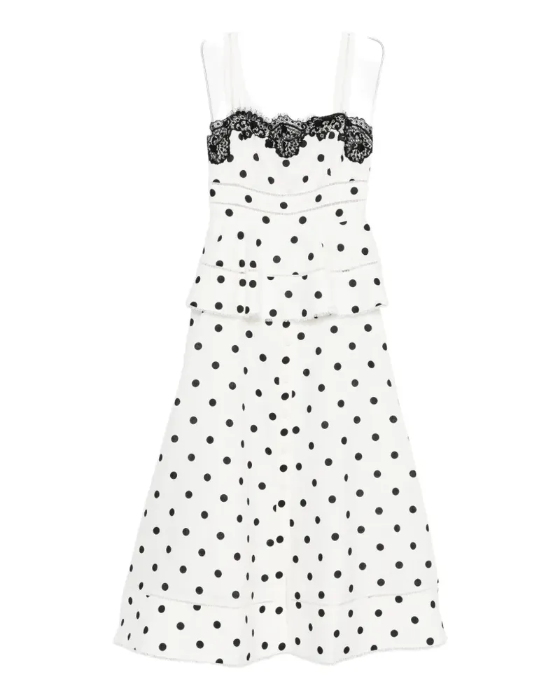 Self-Portrait polka dot-pattern lace-detail maxi dress - Weiß Weiß