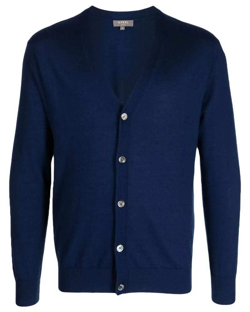 N.Peal Fine Gauge Cardigan - Blau Blau
