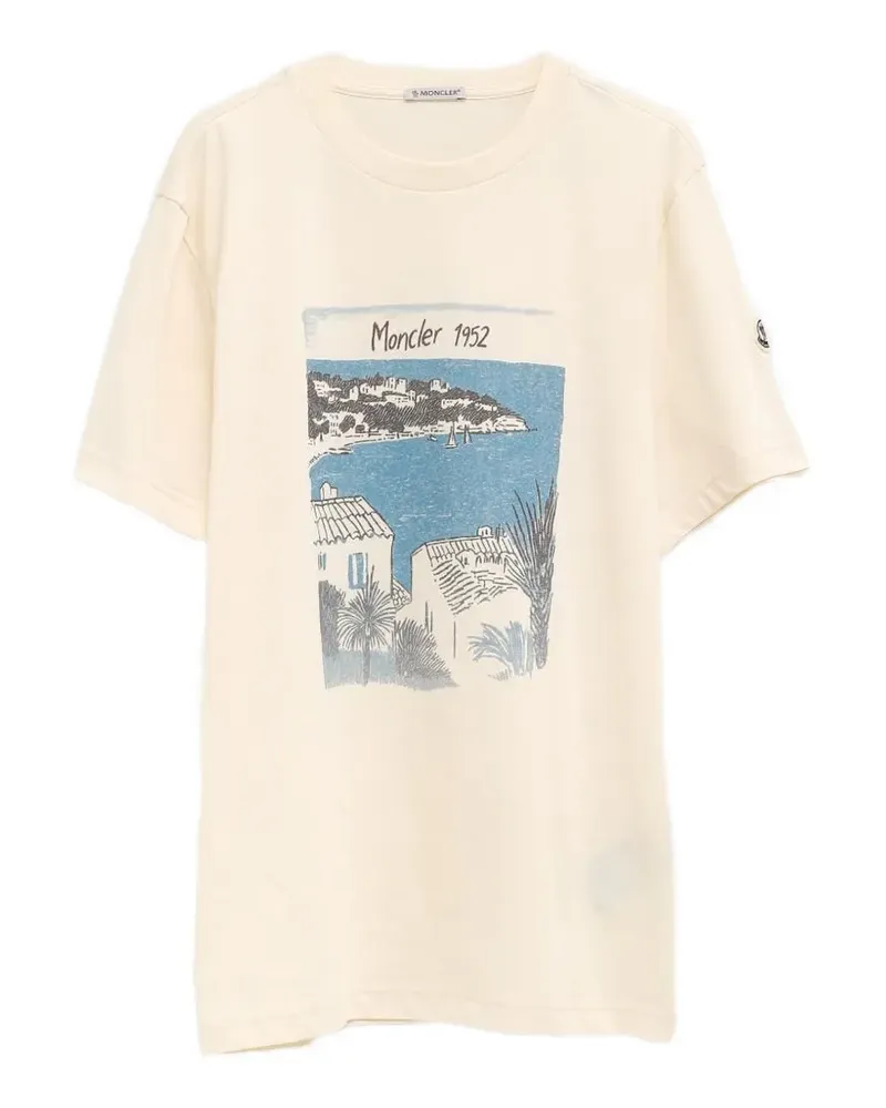 Moncler printed embroidered t-shirt - Nude Nude