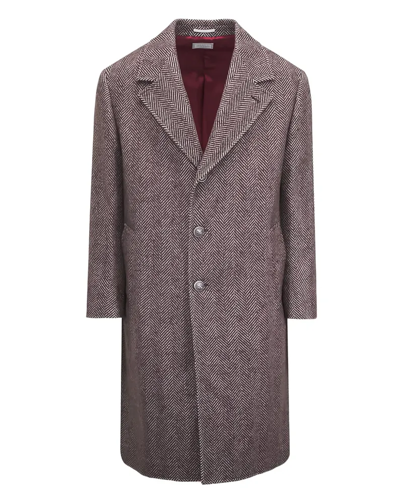Brunello Cucinelli Mantel mit Fischgrätenmuster - Braun Braun