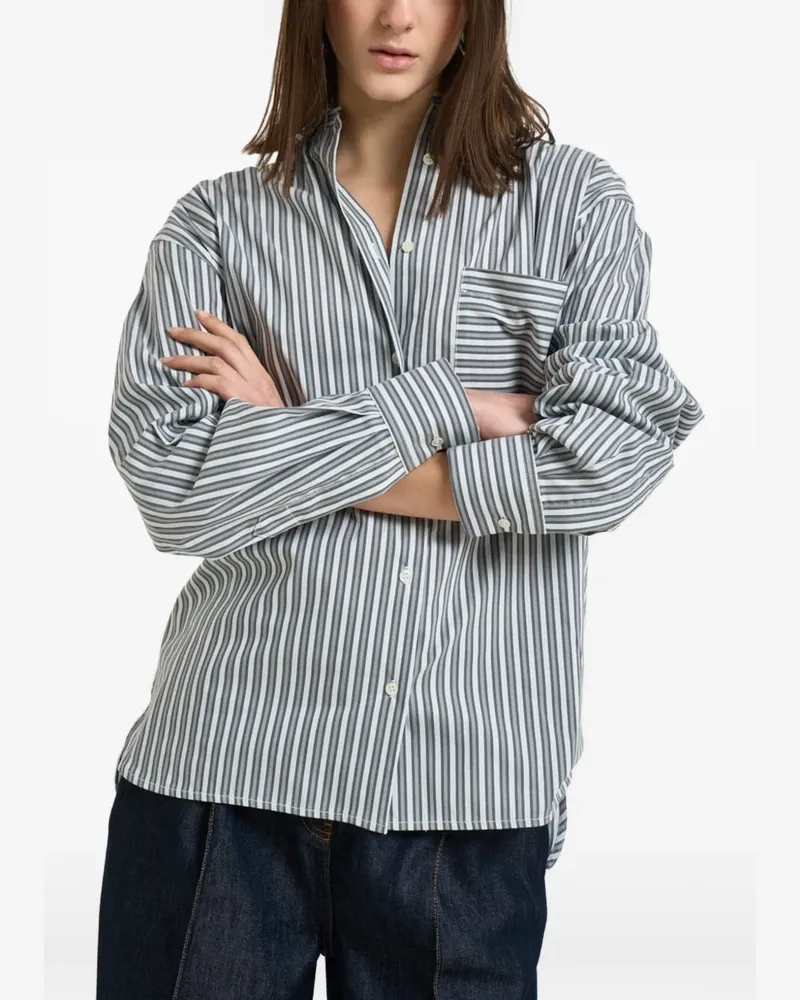 IRO Gestreiftes Hemd mit Brusttasche - Weiß Weiß