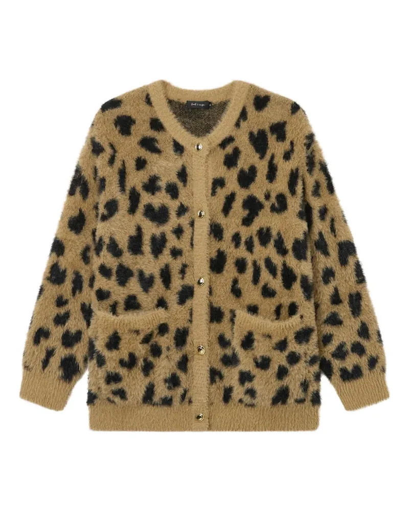 Tout a Coup button-fastening leopard-pattern cardigan - Nude Nude