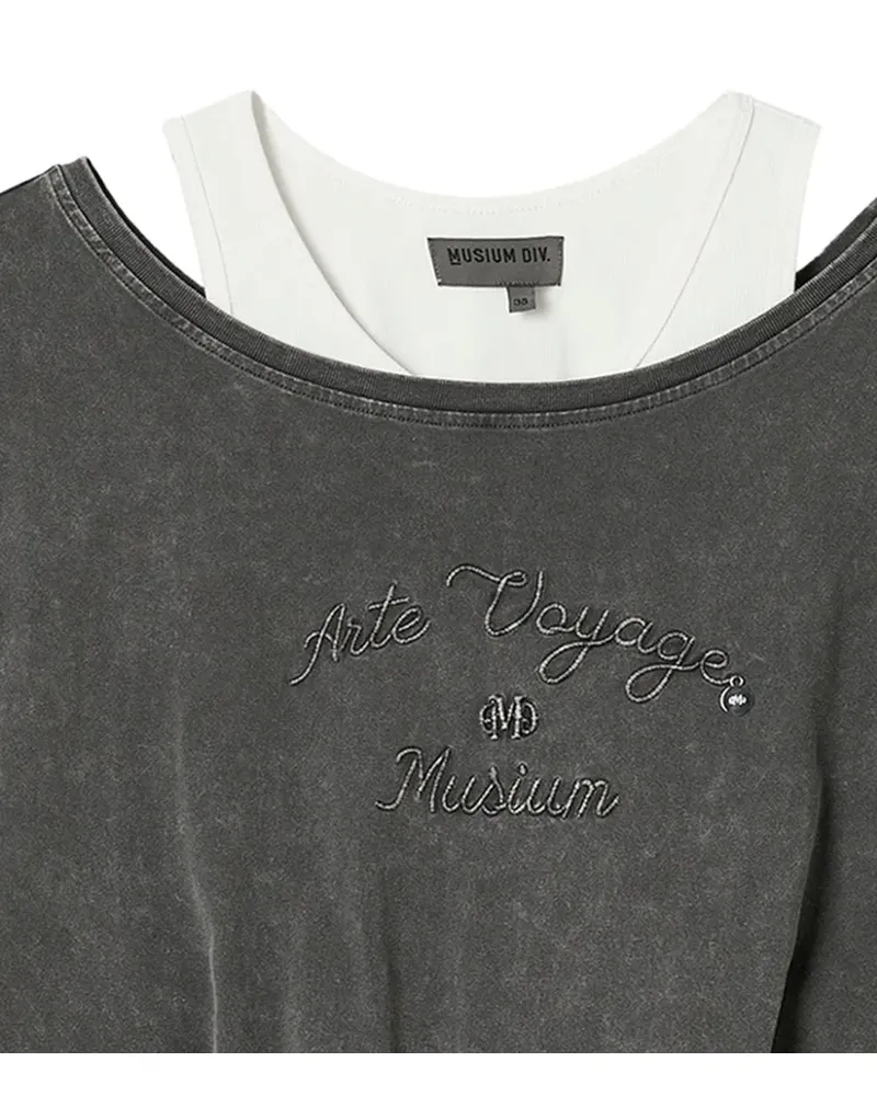 Musium Div. layered logo-embroidered T-shirt - Grau Grau