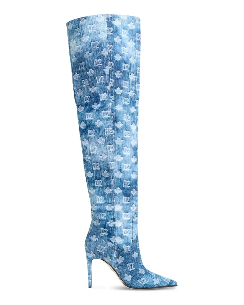 Dsquared2 D2 Monogramm Stiefel mit Absatz - Blau Blau