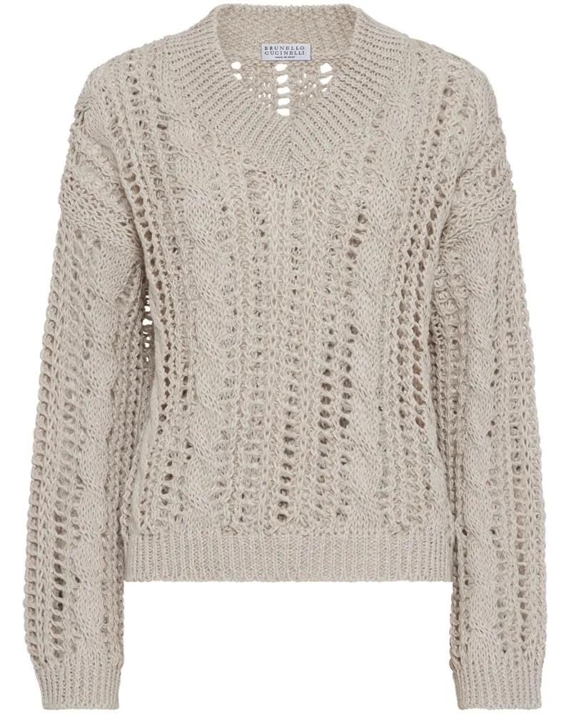 Brunello Cucinelli Pullover mit Lochstrickmuster - Nude Nude
