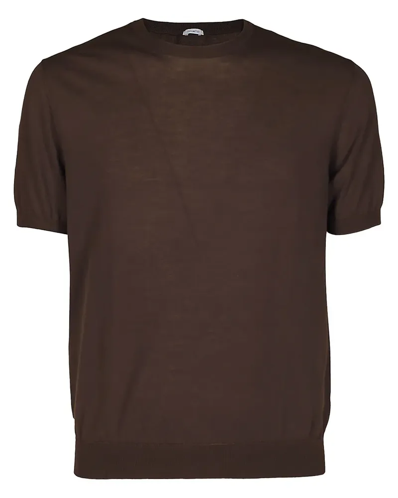 Malo Fein gestricktes T-Shirt - Braun Braun