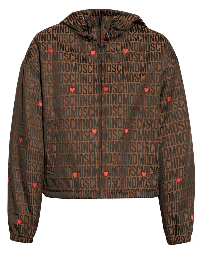 Moschino Jacke mit Jacquard-Logo Braun