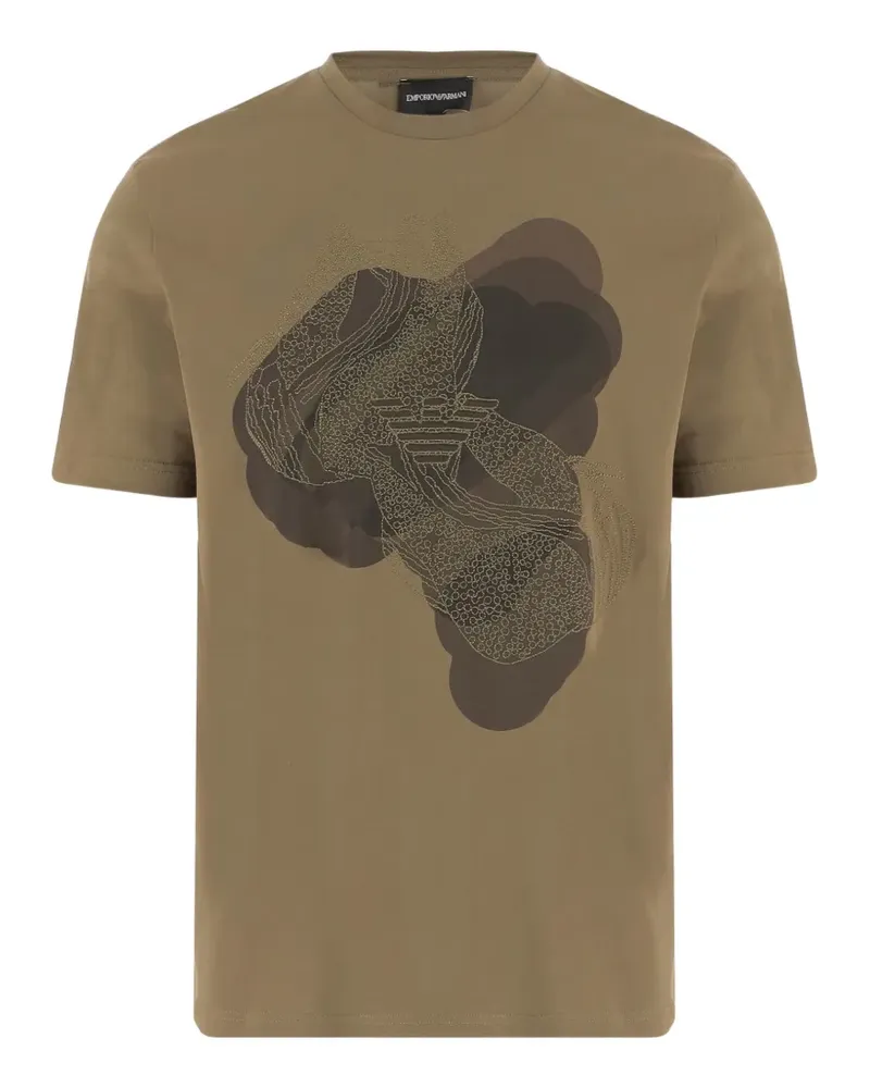 Emporio Armani embroidered graphic-print T-shirt - Grün Grün