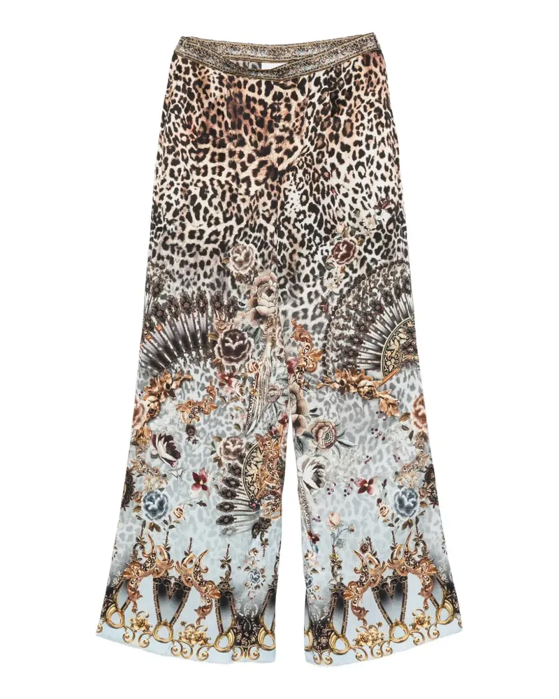 Camilla crystal-embellished palazzo pants - Nude Nude