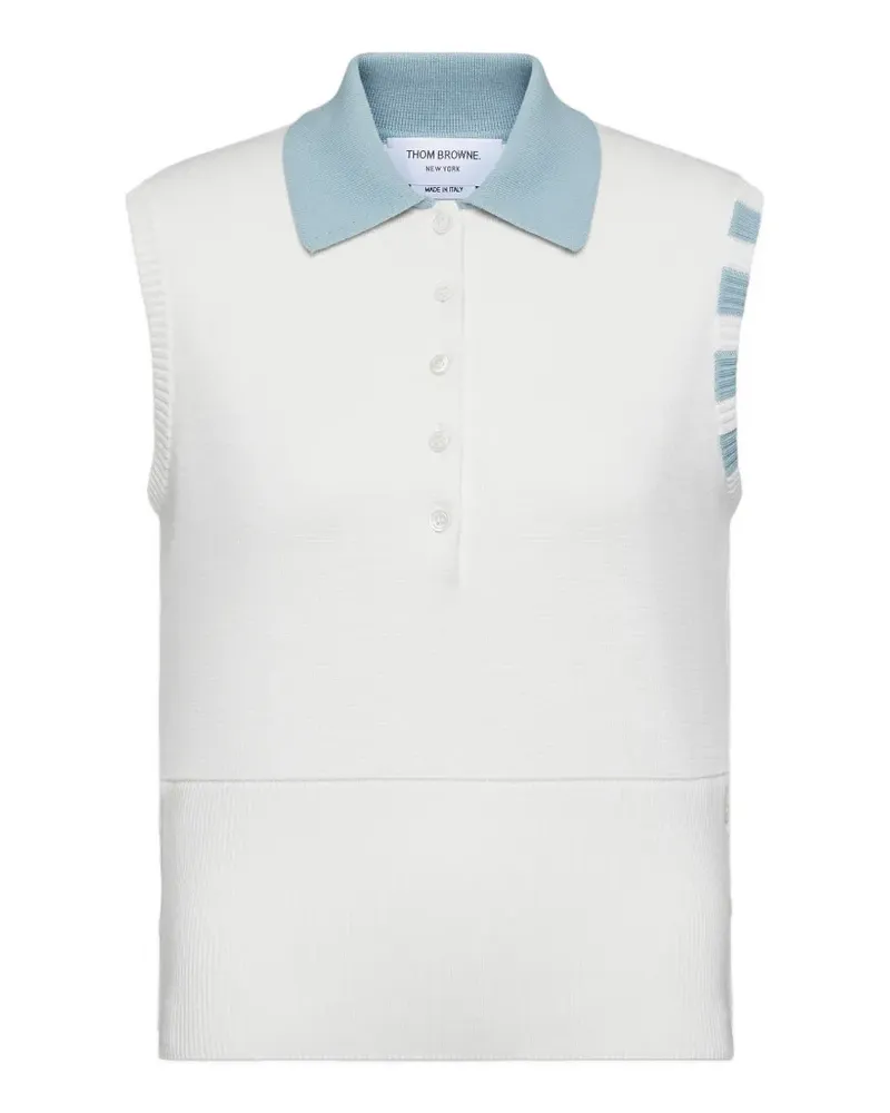 Thom Browne Ärmelloses Poloshirt - Weiß Weiß