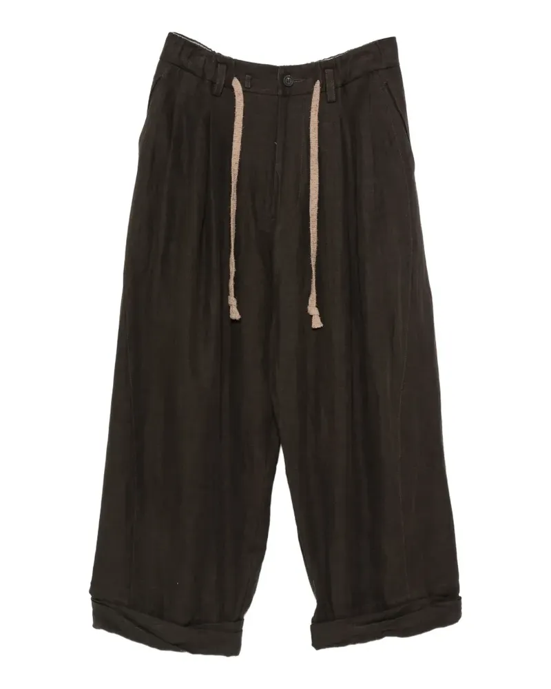 Ziggy Chen Bundfaltenhose mit Kordelzug - Braun Braun