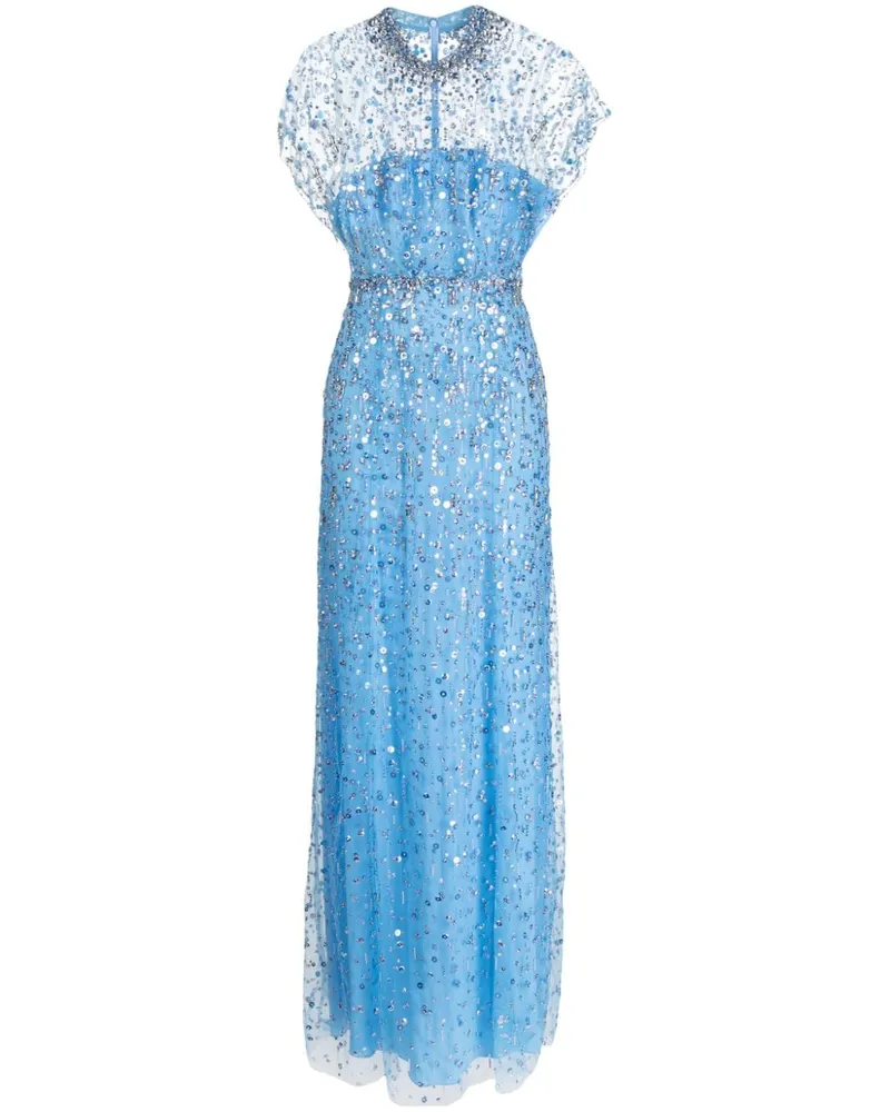 Jenny Packham Abendkleid mit Pailletten Blau