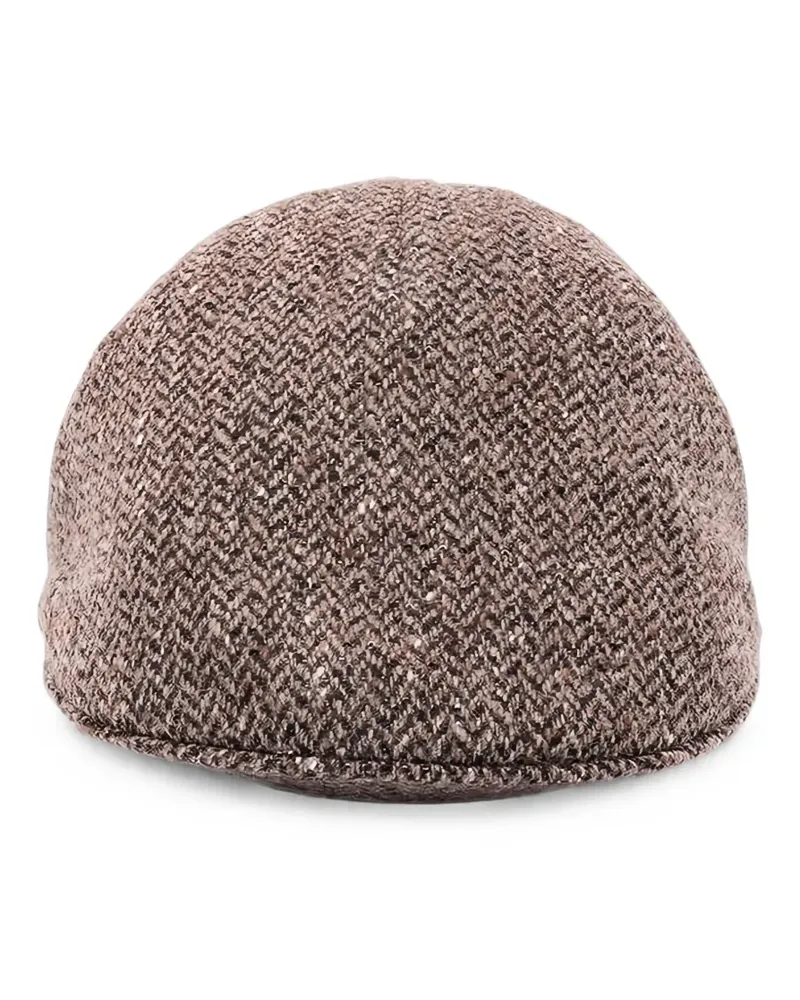 Brunello Cucinelli herringbone-knit flat cap - Braun Braun