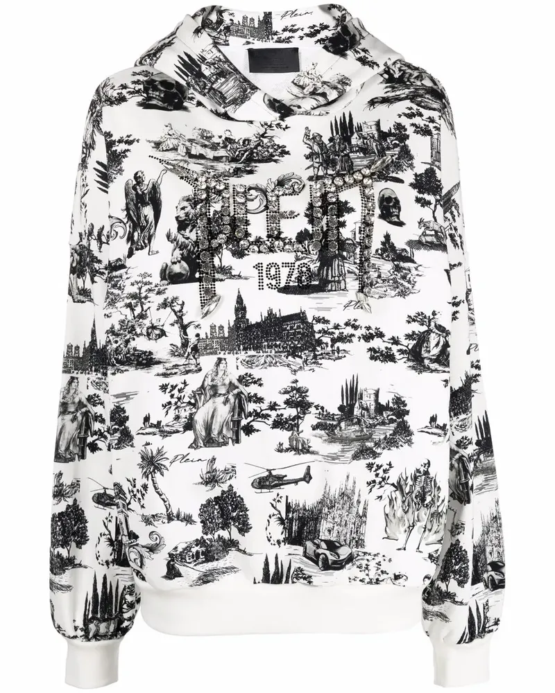 Philipp Plein Hoodie mit Kristallen - Weiß Weiß