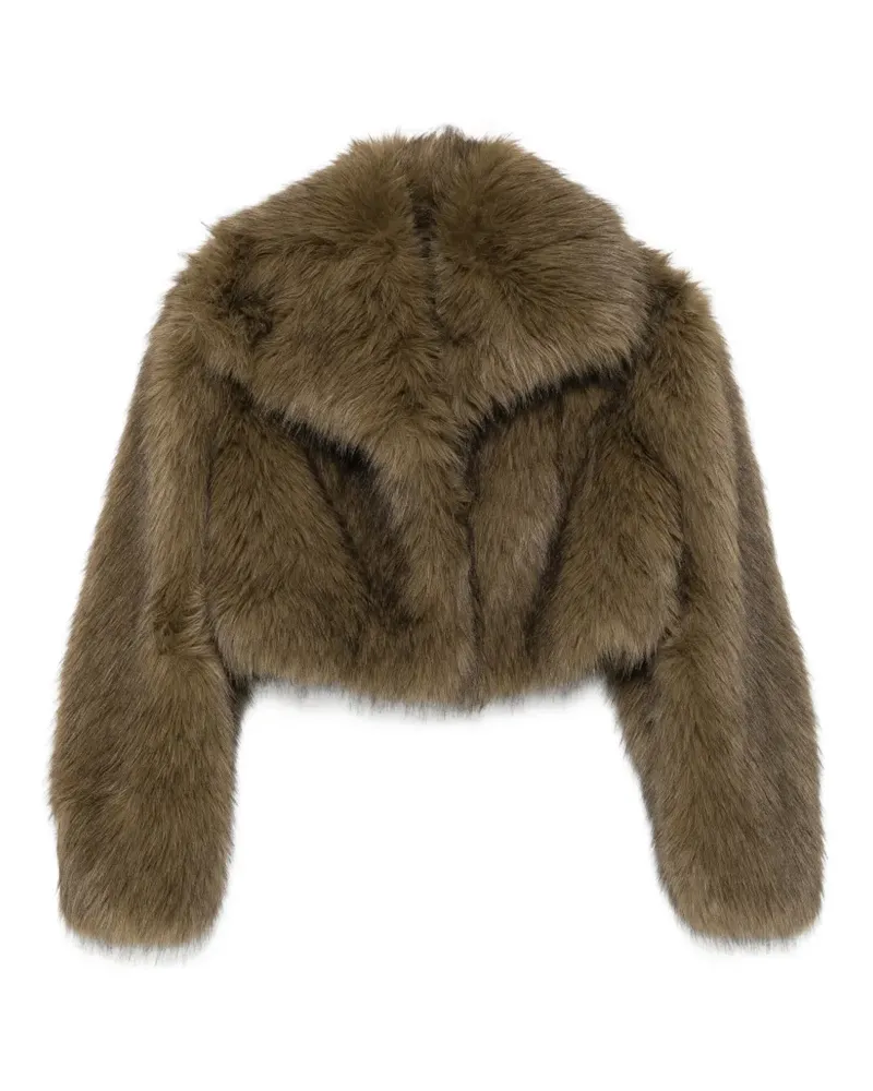 Patrizia Pepe Cropped-Jacke aus Faux Fur - Grün Grün