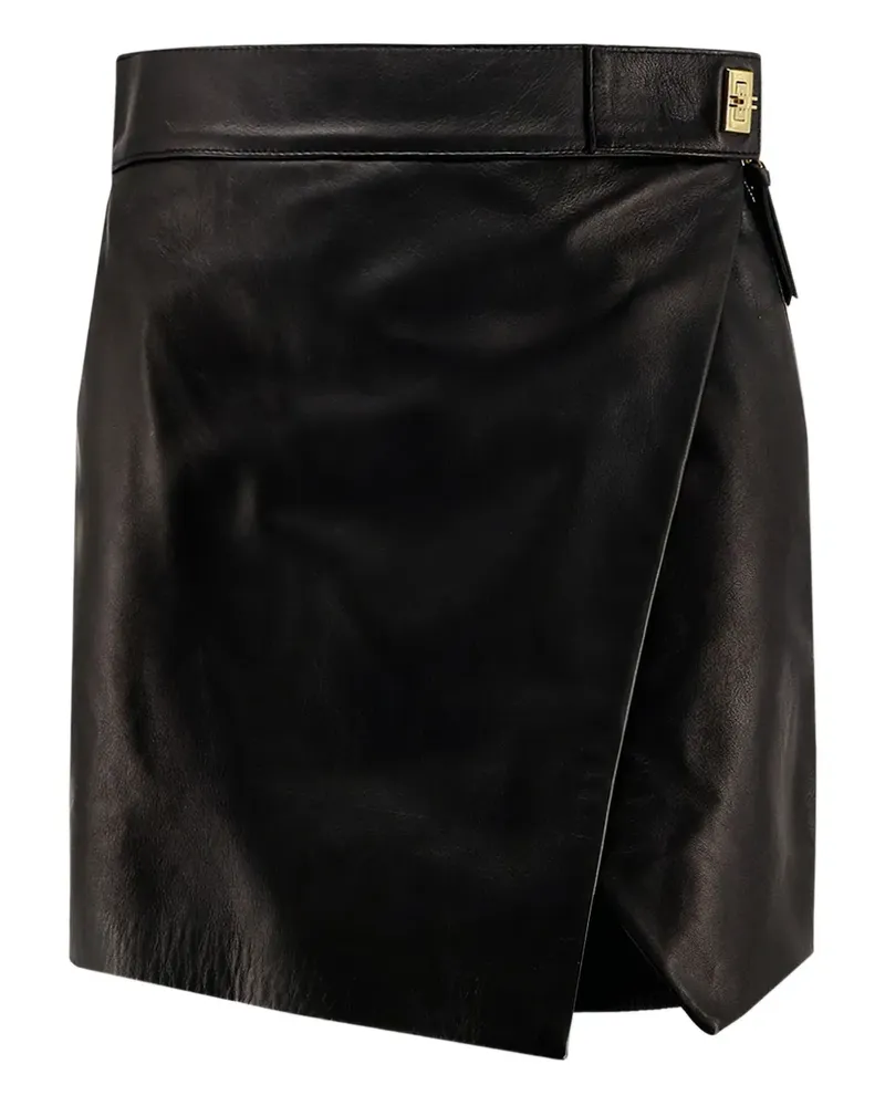 Elisabetta Franchi Lederrock mit Reißverschluss - Schwarz Schwarz