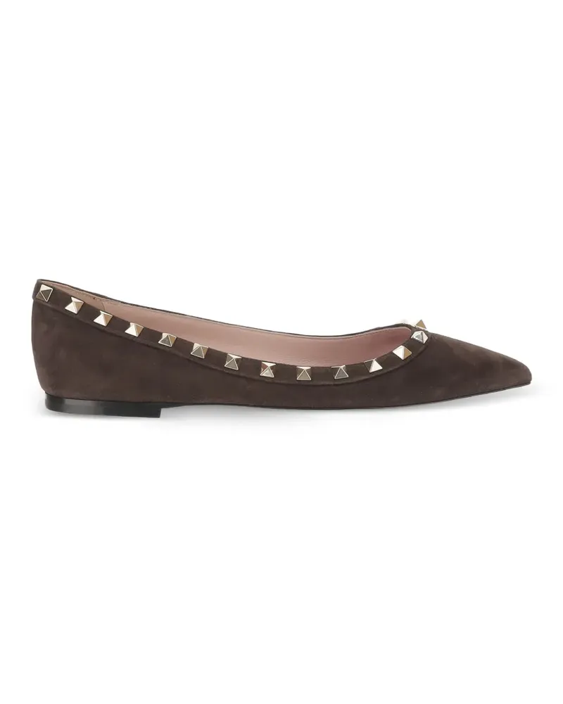 Valentino Garavani Rockstud pointed-toe ballet flats - Braun Braun