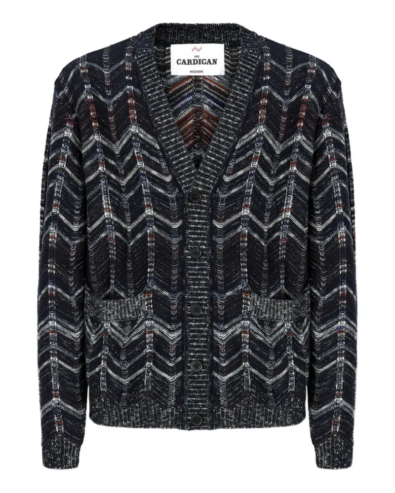 Missoni chevron ribbed-trim cardigan - Blau Blau