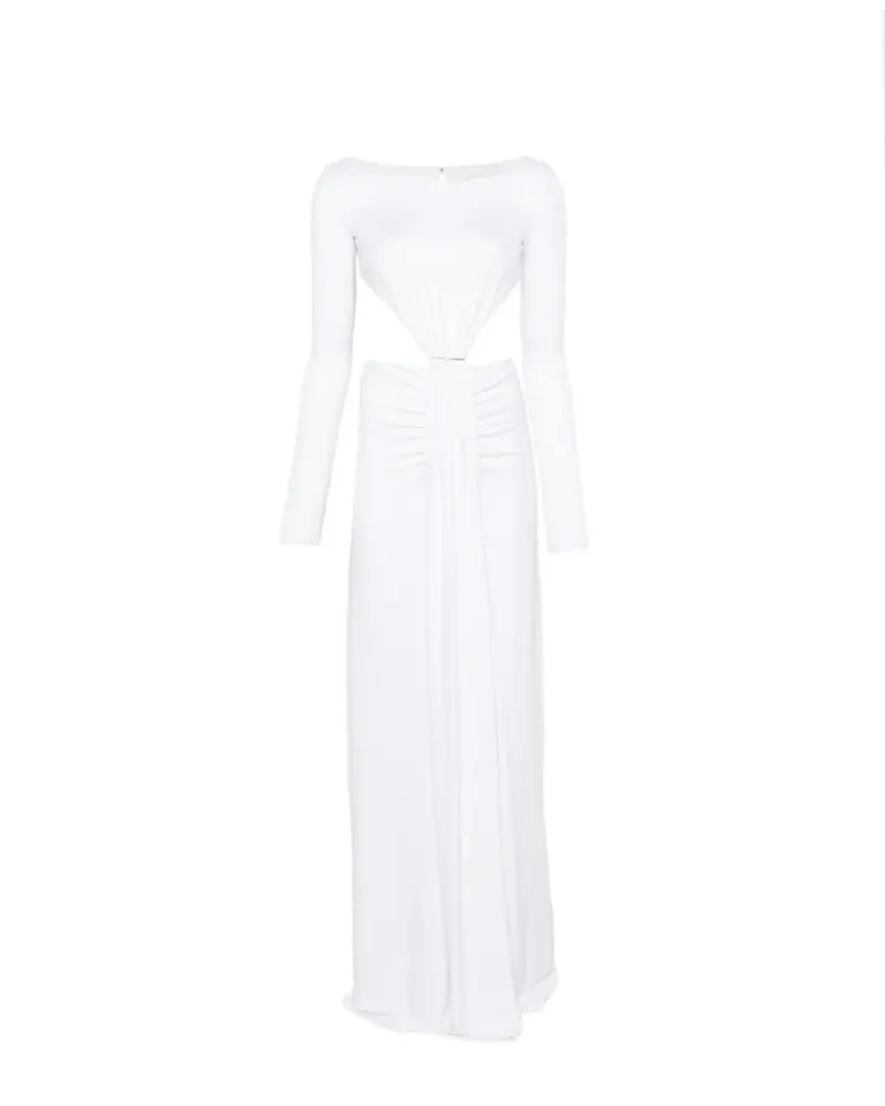 Elisabetta Franchi Gerafftes Kleid mit Cut-Out - Weiß Weiß