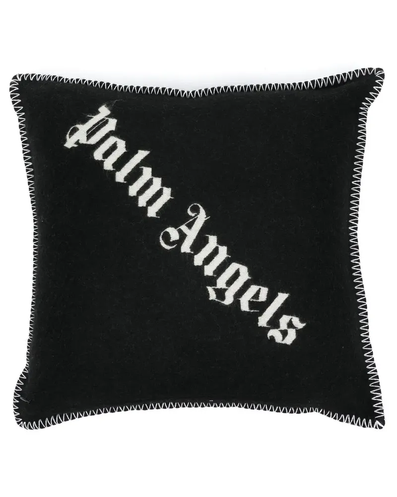 Palm Angels Kissen mit Logo-Print - Schwarz Schwarz