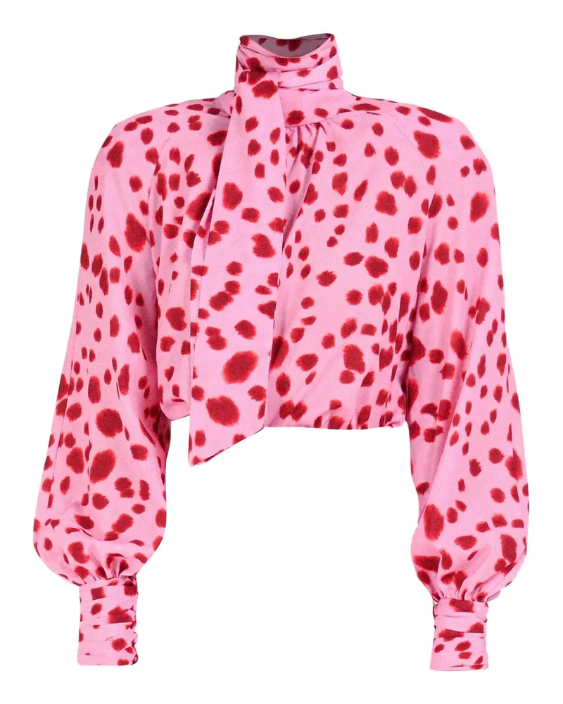 Rowen Rose bow neck dalmatian-pattern blouse - Rosa Rosa
