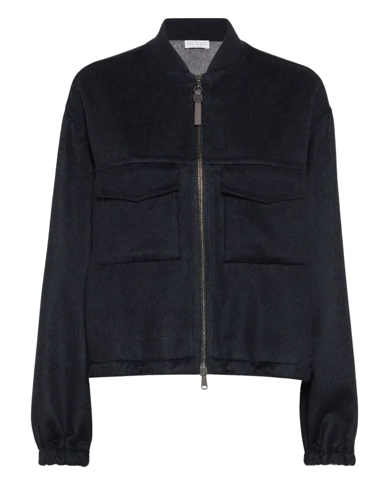 Brunello Cucinelli Jacke mit Reißverschluss und Tasche - Blau Blau