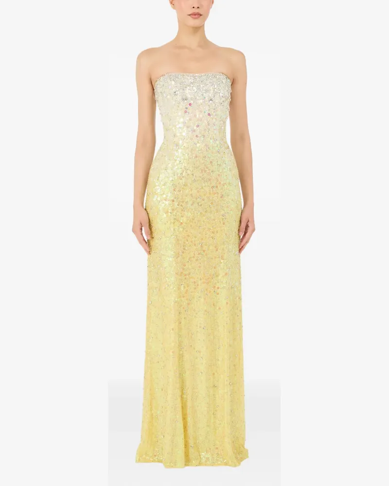 Jenny Packham Schulterfreies Paillettenkleid - Gelb Gelb