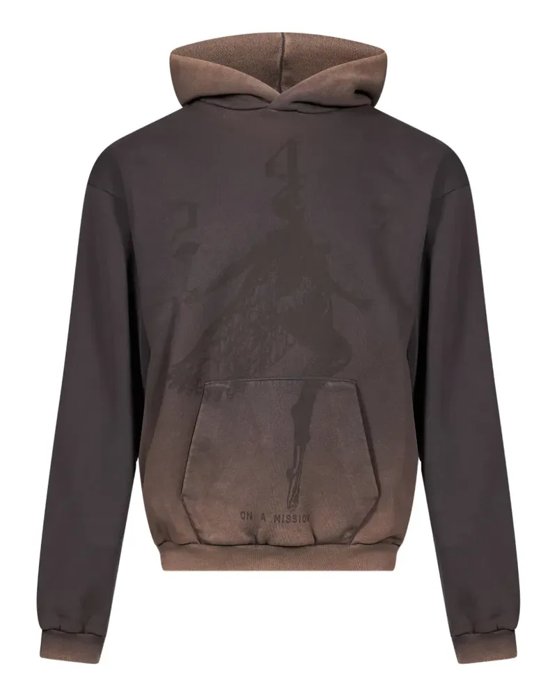 REPRESENT 247 Fallen Angel graphic-print faded-effect hoodie - Braun Braun
