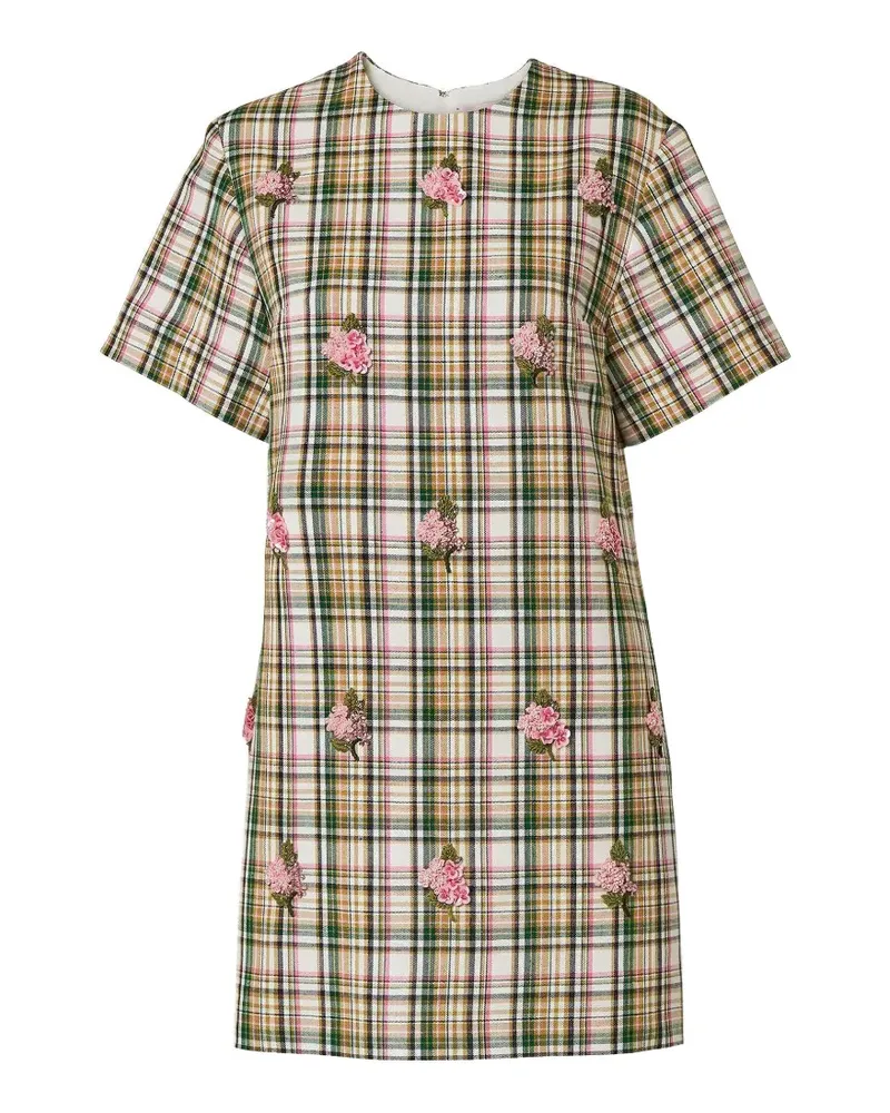 Carolina Herrera New York embellished check shift mini dress - Weiß Weiß