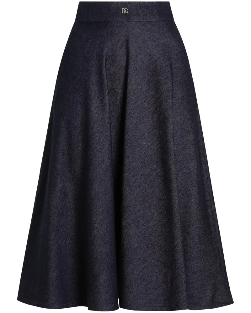 Dolce & Gabbana Midirock mit Logo-Schild - Blau Blau