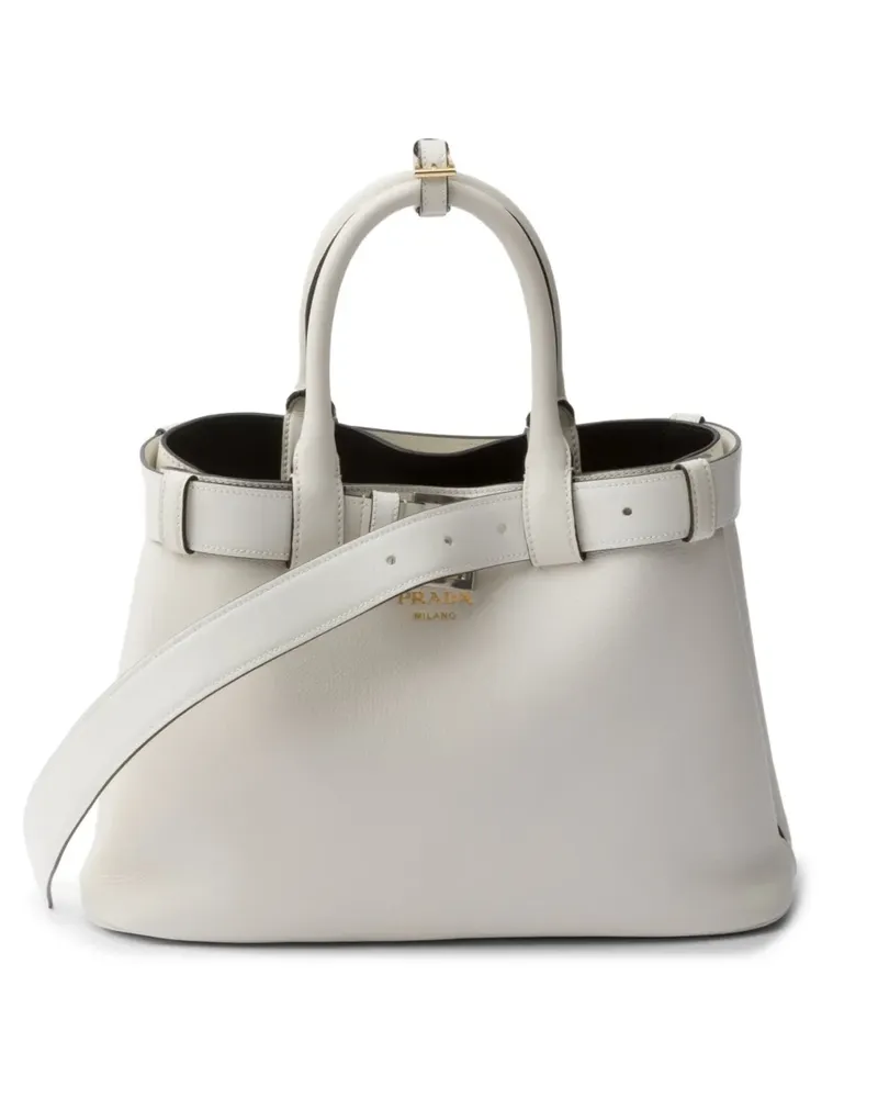 Prada Mittelgroße Buckle Tote Bag - Weiß Weiß