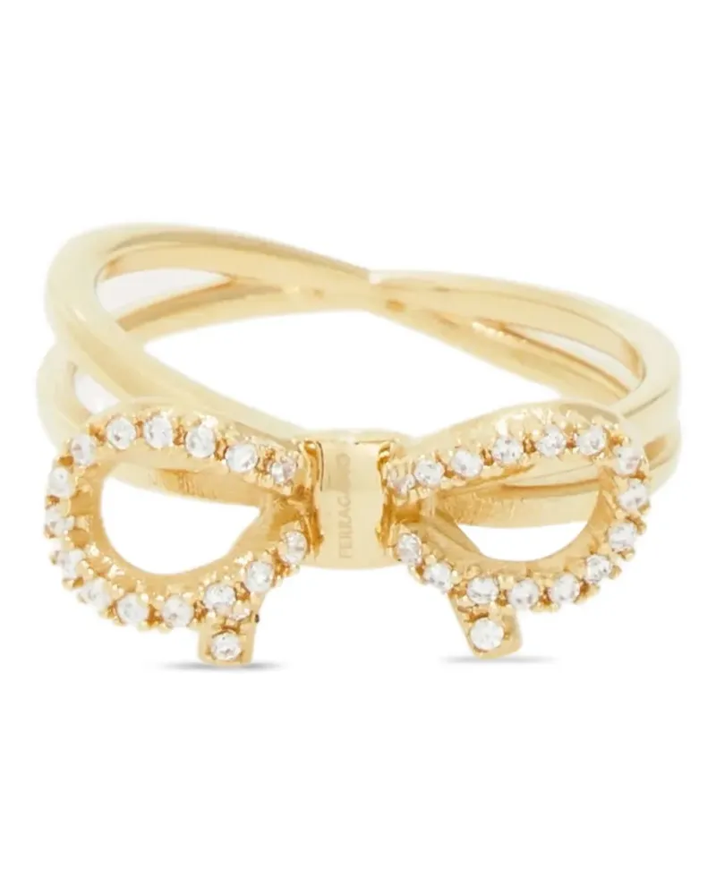 Ferragamo Vara-bow crystal-embellished ring - Gold Gold