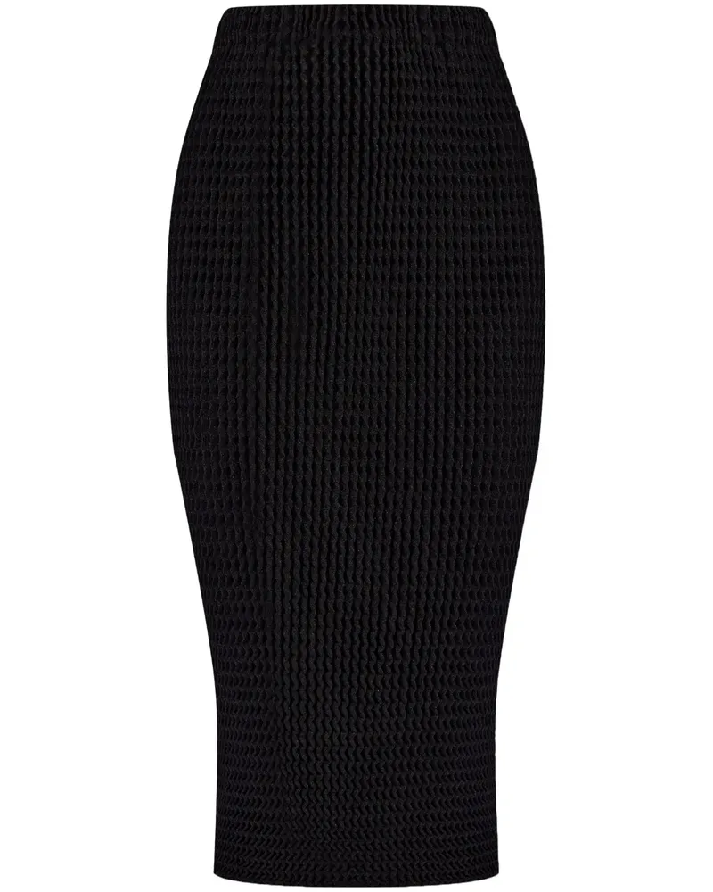 Issey Miyake Seersucker-Bleistiftrock - Schwarz Schwarz