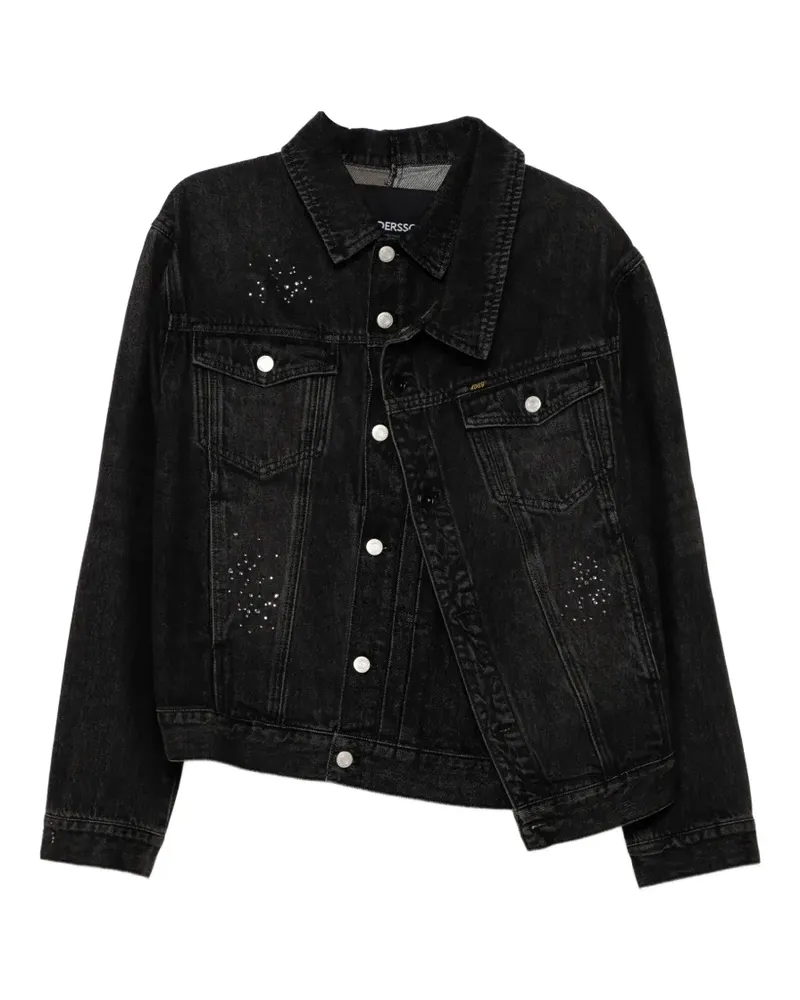 Andersson Bell stud-embellished asymmetric denim jacket - Schwarz Schwarz