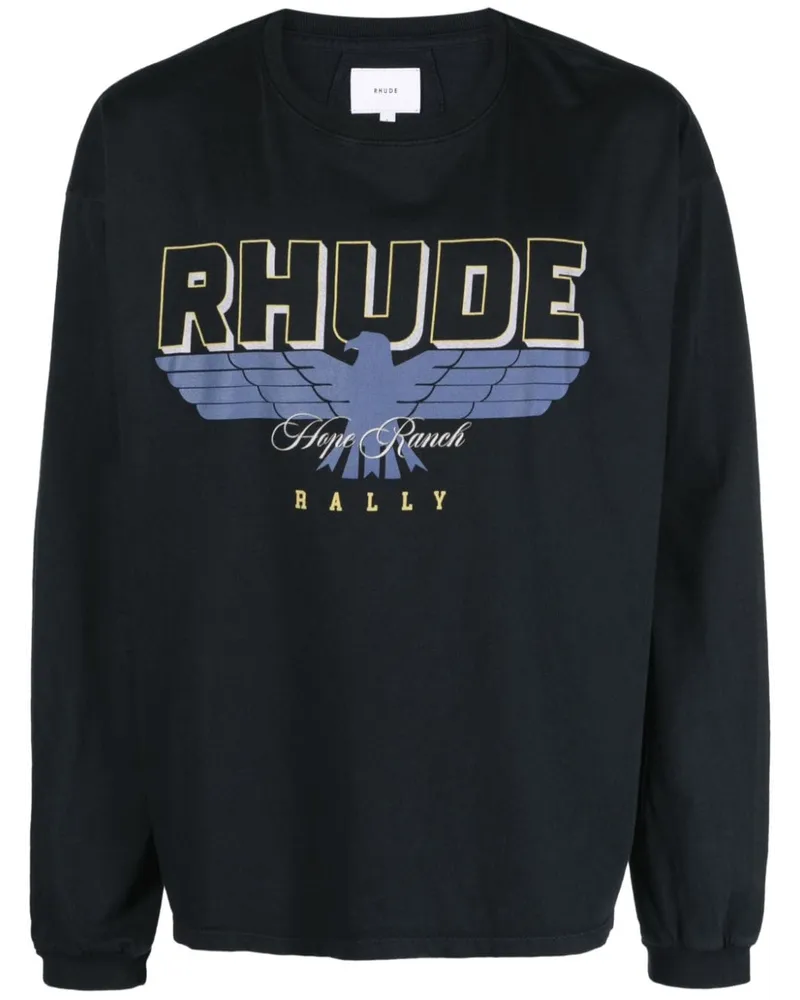 RHUDE T-Shirt mit Logo-Print Schwarz