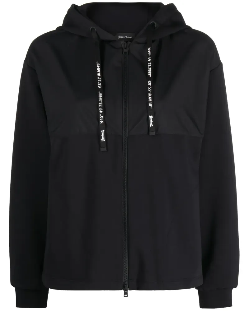 Herno Kapuzenjacke mit Reißverschluss - Schwarz Schwarz