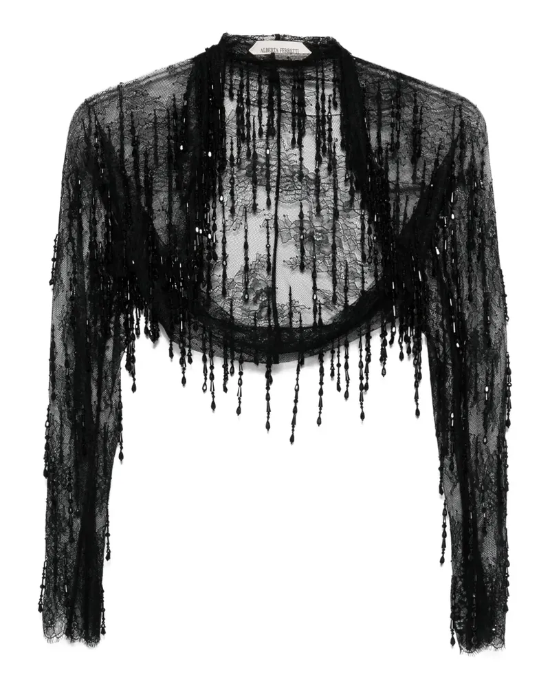 Alberta Ferretti Paillettenjacke mit Fransen - Schwarz Schwarz