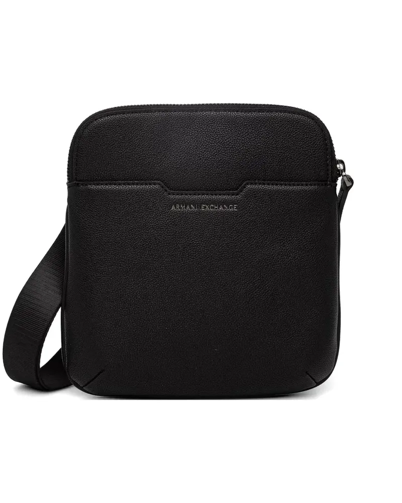 Armani Exchange logo-print pebbled messenger bag - Schwarz Schwarz