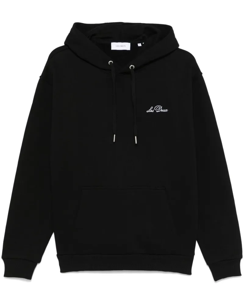 LES DEUX Hoodie mit Logo-Stickerei - Schwarz Schwarz