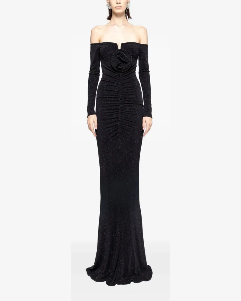 NISSA Abendkleid mit Blumenapplikation - Schwarz Schwarz