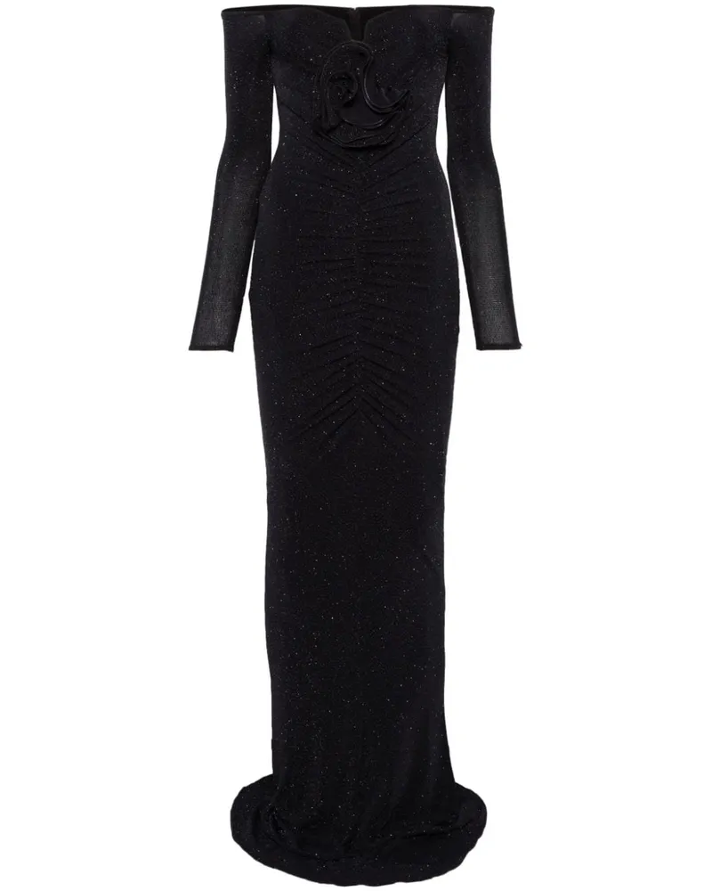 NISSA Abendkleid mit Blumenapplikation - Schwarz Schwarz